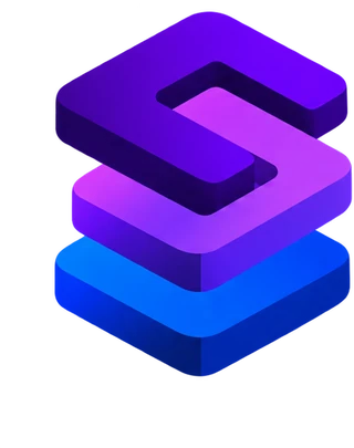 AssetStacc stacked interlocking S emblem in purple and blue